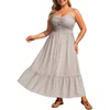 image:imageTalisea Plus Size Maxi Dress  Summer Striped Sundress Casual Spaghetti Strap Smocked Beach Vacation Flowy Long Dresses WomenBrown and White