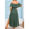 image:imageMaternity Dress for Photoshoot Off Shoulder Ruffles Summer Flowy Maxi Pregnancy Dress for Baby Shower with SlitGreen