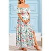 image:imageMaternity Dress for Photoshoot Off Shoulder Ruffles Summer Flowy Maxi Pregnancy Dress for Baby Shower with SlitWhite Floral
