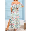image:imageMaternity Dress for Photoshoot Off Shoulder Ruffles Summer Flowy Maxi Pregnancy Dress for Baby Shower with SlitWhite Floral