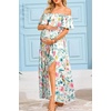 image:imageMaternity Dress for Photoshoot Off Shoulder Ruffles Summer Flowy Maxi Pregnancy Dress for Baby Shower with SlitWhite Floral