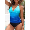 image:imageWomens Two Piece Tankini Swimsuits  Tummy Control Bathing Suits SwimwearBlue Gradient