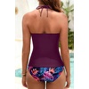 image:imageWomens Two Piece Tankini Swimsuits  Tummy Control Bathing Suits SwimwearPurple and Leaves