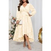 image:imagePlus Size Dresses Wedding Guest Fall Floral Wrap V Neck Maxi Dress WomenBeige