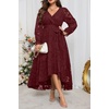 image:imagePlus Size Dresses Wedding Guest Fall Floral Wrap V Neck Maxi Dress WomenBurgundy