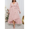 image:imagePlus Size Dresses Wedding Guest Fall Floral Wrap V Neck Maxi Dress WomenPink