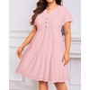 image:imagePlus Size Summer Dress Casual Short Sleeve Button Midi Sun Dresses WomenPink Eyelet