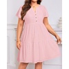 image:imagePlus Size Summer Dress Casual Short Sleeve Button Midi Sun Dresses WomenPink Eyelet
