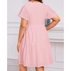 image:imagePlus Size Summer Dress Casual Short Sleeve Button Midi Sun Dresses WomenPink Eyelet