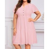 image:imagePlus Size Summer Dress Casual Short Sleeve Button Midi Sun Dresses WomenPink Eyelet