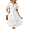 image:imagePlus Size Summer Dress Casual Short Sleeve Button Midi Sun Dresses WomenWhite Eyelet