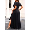image:imageTalisea Plus Size Formal Dresses  V Neck Ruffle Sleeve High Slit Prom Cocktail Wedding Guest Evening Party Gown DressBlack