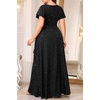 image:imageTalisea Plus Size Formal Dresses  V Neck Ruffle Sleeve High Slit Prom Cocktail Wedding Guest Evening Party Gown DressSparkly Black
