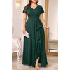 image:imageTalisea Plus Size Formal Dresses  V Neck Ruffle Sleeve High Slit Prom Cocktail Wedding Guest Evening Party Gown DressSparkly Green