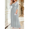 image:imageWomens Plus Size Formal Dresses  V Neck 34 Sleeve Sequin Prom Evening Gowns Long Maxi DresGray