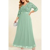 image:imageWomens Plus Size Formal Dresses  V Neck 34 Sleeve Sequin Prom Evening Gowns Long Maxi DresMint Green
