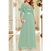 image:imageWomens Plus Size Formal Dresses  V Neck 34 Sleeve Sequin Prom Evening Gowns Long Maxi DresMint Green