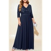 image:imageWomens Plus Size Formal Dresses  V Neck 34 Sleeve Sequin Prom Evening Gowns Long Maxi DresNavy Blue