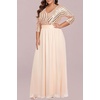 image:imageWomens Plus Size Formal Dresses  V Neck 34 Sleeve Sequin Prom Evening Gowns Long Maxi DresRose Gold