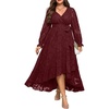 image:imagePlus Size Dresses Wedding Guest Fall Floral Wrap V Neck Maxi Dress WomenBurgundy