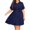 image:imageTalisea Plus Size Summer Shirt Dress with Pockets for WomenNavy Blue