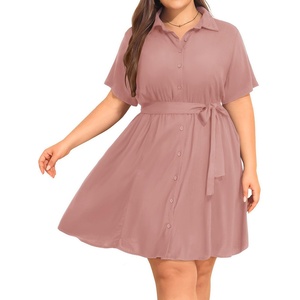 image:imageTalisea Plus Size Summer Shirt Dress with Pockets for WomenPink