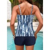 image:imageWomens Tankini Swimsuits with Shorts  Two Piece Tummy Control Bathing Suit Twist Bandeau Swimwear with Pockets 2025Blue Tie Dye