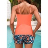 image:imageWomens Tankini Swimsuits with Shorts  Two Piece Tummy Control Bathing Suit Twist Bandeau Swimwear with Pockets 2025Orange Floral