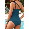 image:imageOne Shoulder Two Piece Tankini  Ribbed Sporty Tummy Control Swimsuits  Chic OneShoulder with Secure Support HighWaisted Bottom with Gentle Tummy Control Textured Ribbed Fabric for Soft ComfortTeal