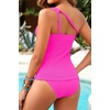 image:imageOne Shoulder Two Piece Tankini  Ribbed Sporty Tummy Control Swimsuits  Chic OneShoulder with Secure Support HighWaisted Bottom with Gentle Tummy Control Textured Ribbed Fabric for Soft ComfortHot Pink