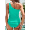 image:imageTalisea One Shoulder Tankini Set Two Piece Tummy Control Swimsuit for Women  BuiltIn Fixed Pads for Bust Support Adjustable StrapsAqua Green