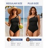 image:imageTalisea One Shoulder Tankini Set Two Piece Tummy Control Swimsuit for Women  BuiltIn Fixed Pads for Bust Support Adjustable StrapsBlack