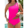 image:imageTalisea One Shoulder Tankini Set Two Piece Tummy Control Swimsuit for Women  BuiltIn Fixed Pads for Bust Support Adjustable StrapsHot Pink