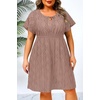 image:imageTalisea Plus Size Swimsuit Cover Up  Bathing Suit Coverup for Women  Casual summer beach swimsuit eyelet crew neck style with short sleeves for bathing suit amp swimwear coverupGray Pink