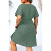 image:imageTalisea Plus Size Swimsuit Cover Up  Bathing Suit Coverup for Women  Casual summer beach swimsuit eyelet crew neck style with short sleeves for bathing suit amp swimwear coverupGray Green