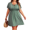 image:imageTalisea Plus Size Swimsuit Cover Up  Bathing Suit Coverup for Women  Casual summer beach swimsuit eyelet crew neck style with short sleeves for bathing suit amp swimwear coverupGray Green