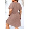 image:imageTalisea Plus Size Swimsuit Cover Up  Bathing Suit Coverup for Women  Casual summer beach swimsuit eyelet crew neck style with short sleeves for bathing suit amp swimwear coverupGray Pink