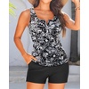 image:imageTalisea Tankini with Shorts  Tummy Control Two Piece Swimsuit with Pockets  Tummy control smooths your silhouette Side pockets keep essentials handy Highwaist boy shorts provide full coverageBlack Floral