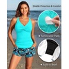 image:imageTalisea Womens Tankini Bathing Suits with Skirt Two Piece Tummy Control Swimsuits Ladies SwimwearBlue Leaves With Shorts