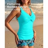 image:imageTalisea Womens Tankini Bathing Suits with Skirt Two Piece Tummy Control Swimsuits Ladies SwimwearBlue Leaves With Shorts