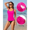 image:imageWomen Tankini Swim Top Only  Tummy Control Swimsuit Bathing Suit Top  Smooths your tummy for a flattering fit Adjustable straps for a customized feel Removable pads for customizable coverageHot Pink