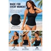 image:imageWomen Tankini Swim Top Only  Tummy Control Swimsuit Bathing Suit Top  Smooths your tummy for a flattering fit Adjustable straps for a customized feel Removable pads for customizable coverageBlack