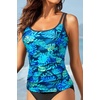 image:imageWomen Tankini Swim Top Only  Tummy Control Swimsuit Bathing Suit Top  Smooths your tummy for a flattering fit Adjustable straps for a customized feel Removable pads for customizable coverageBlue Leaves