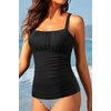 image:imageWomen Tummy Control Tankini Top  Ruched Slimming Swimsuit Top Only  Tummy control for a slimming fit Shirred bust adds stylish detail Adjustable straps for personalized comfortBlack