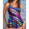 image:imageWomens Flowy Tankini Tops Only  Modest Bathing Suit Swim Tops No Bottom  Flowy design provides a relaxed fit Adjustable straps offers a customizable fit Removable Pads and fully lined for comfortColor Striped