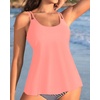image:imageWomens Flowy Tankini Tops Only  Modest Bathing Suit Swim Tops No Bottom  Flowy design provides a relaxed fit Adjustable straps offers a customizable fit Removable Pads and fully lined for comfortCoral Pink