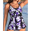 image:imageWomens Flowy Tankini Tops Only  Modest Bathing Suit Swim Tops No Bottom  Flowy design provides a relaxed fit Adjustable straps offers a customizable fit Removable Pads and fully lined for comfortPurple Flowers