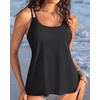 image:imageWomens Flowy Tankini Tops Only  Modest Bathing Suit Swim Tops No Bottom  Flowy design provides a relaxed fit Adjustable straps offers a customizable fit Removable Pads and fully lined for comfortBlack