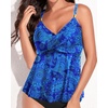 image:imageWomens Flowy Tankini Tops Only  Twist V Neck Swimsuit Bathing Suits  Flowy Aline top to comfortably hide the belly Adjustable straps with elegant metal accentsBlue Paisley