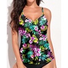 image:imageWomens Flowy Tankini Tops Only  Twist V Neck Swimsuit Bathing Suits  Flowy Aline top to comfortably hide the belly Adjustable straps with elegant metal accentsColorful Floral